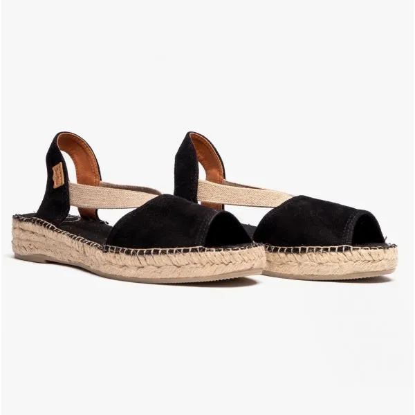 Toni Pons ELLA Womens Suede Open-Toe Espadrilles Black