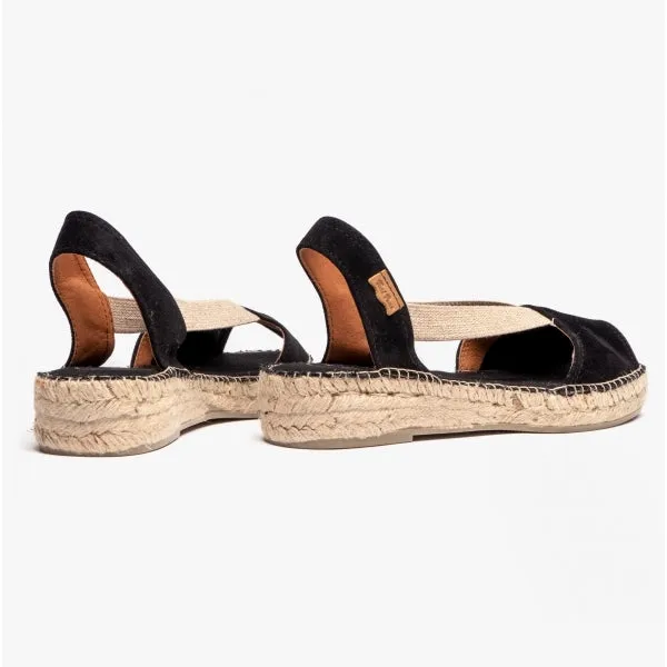 Toni Pons ELLA Womens Suede Open-Toe Espadrilles Black