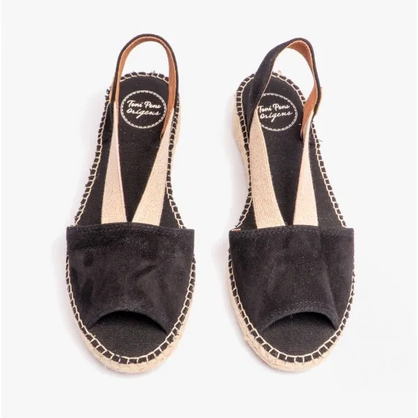 Toni Pons ELLA Womens Suede Open-Toe Espadrilles Black