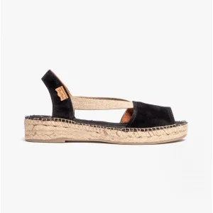 Toni Pons ELLA Womens Suede Open-Toe Espadrilles Black