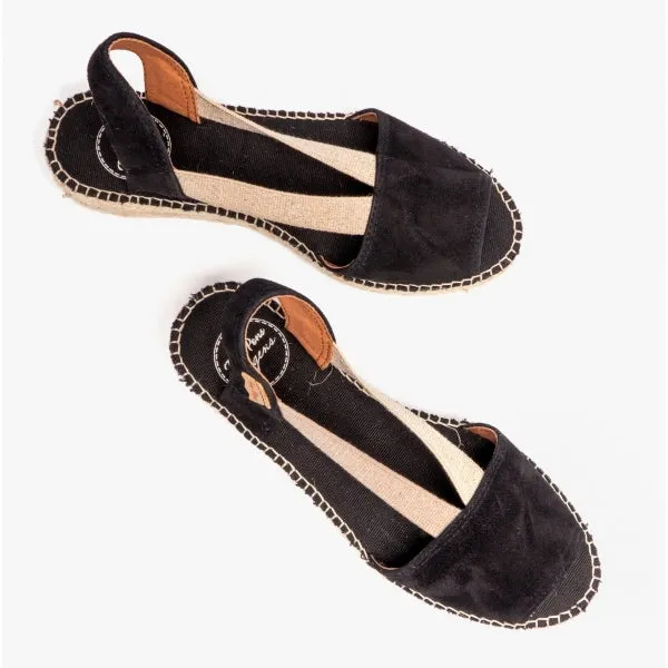 Toni Pons ELLA Womens Suede Open-Toe Espadrilles Black