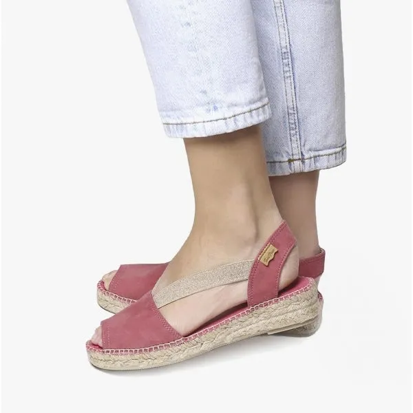 Toni Pons ELLA Womens Suede Open-Toe Espadrilles Raspberry