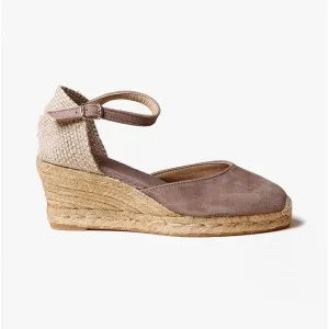 Toni Pons LLORET Womens Suede Wedge Espadrilles Taupe