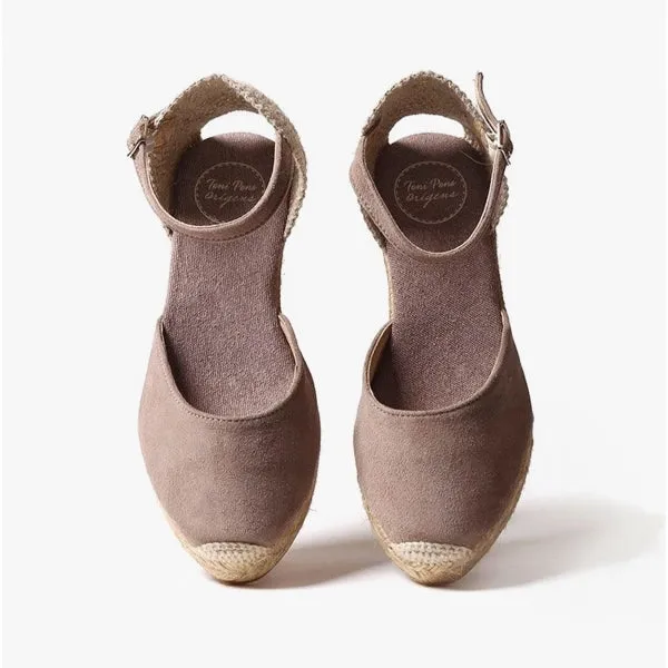Toni Pons LLORET Womens Suede Wedge Espadrilles Taupe