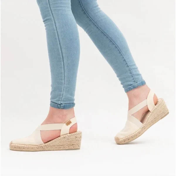 Toni Pons TER Womens Wedge Espadrille Sandals Ecru