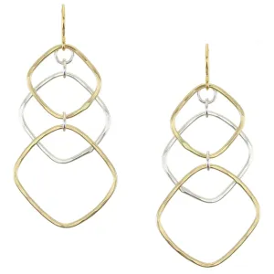 Triple Tiered Square Rings Wire Earrings