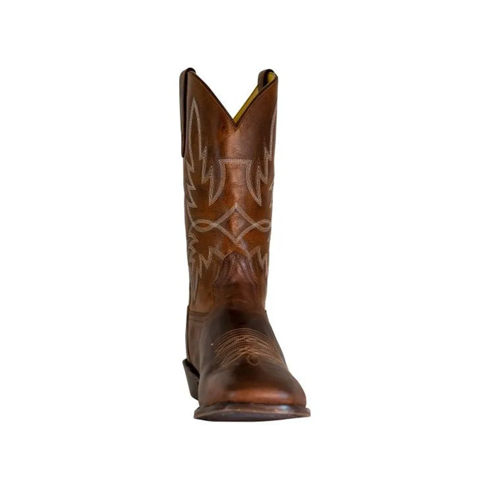 TuffRider Men’s Old Faithful Leather Embroidered Wide Square Toe Western boot