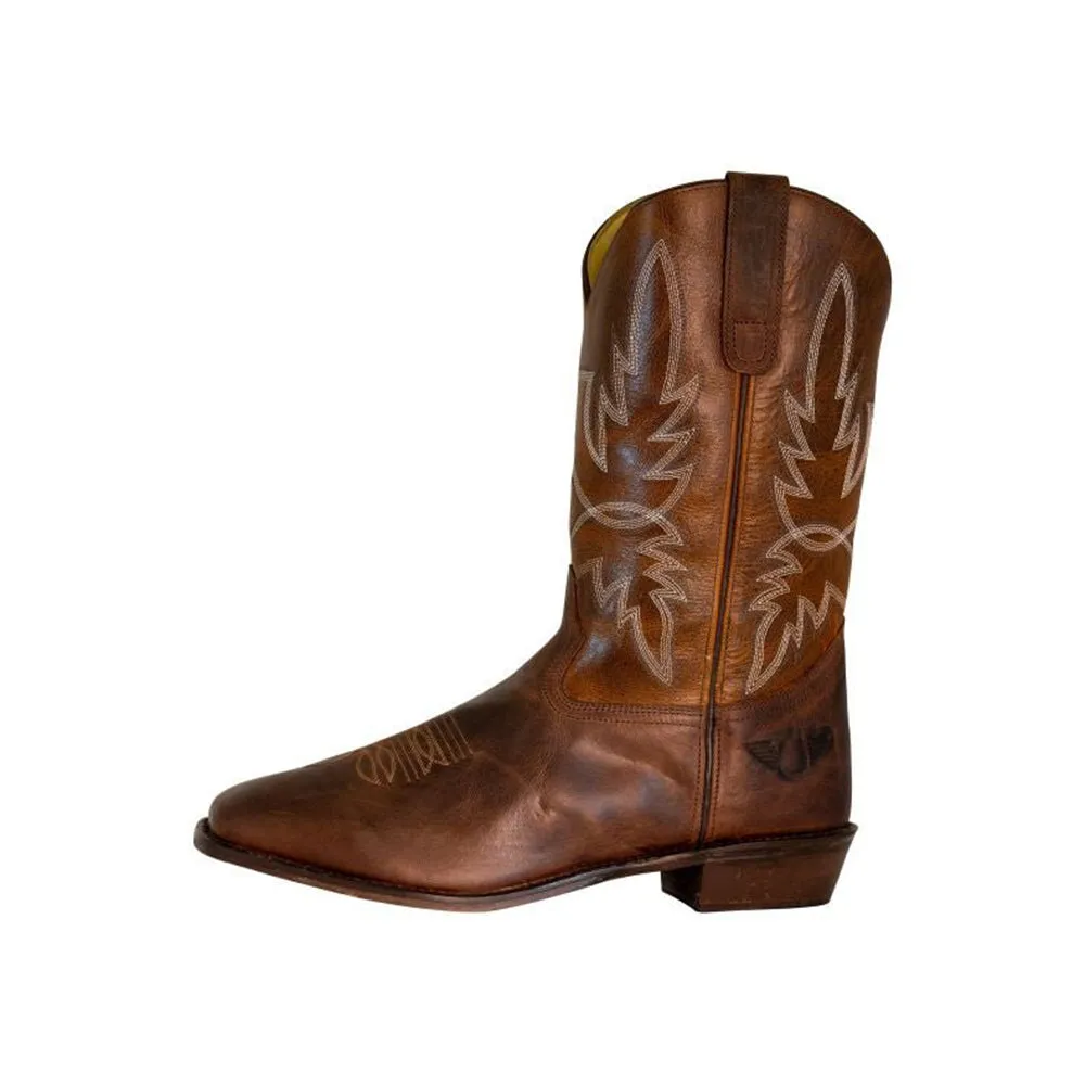 TuffRider Men’s Old Faithful Leather Embroidered Wide Square Toe Western boot