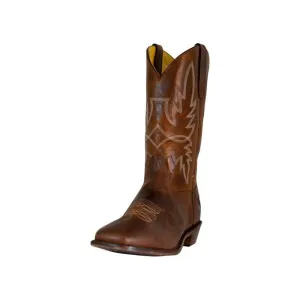 TuffRider Men’s Old Faithful Leather Embroidered Wide Square Toe Western boot