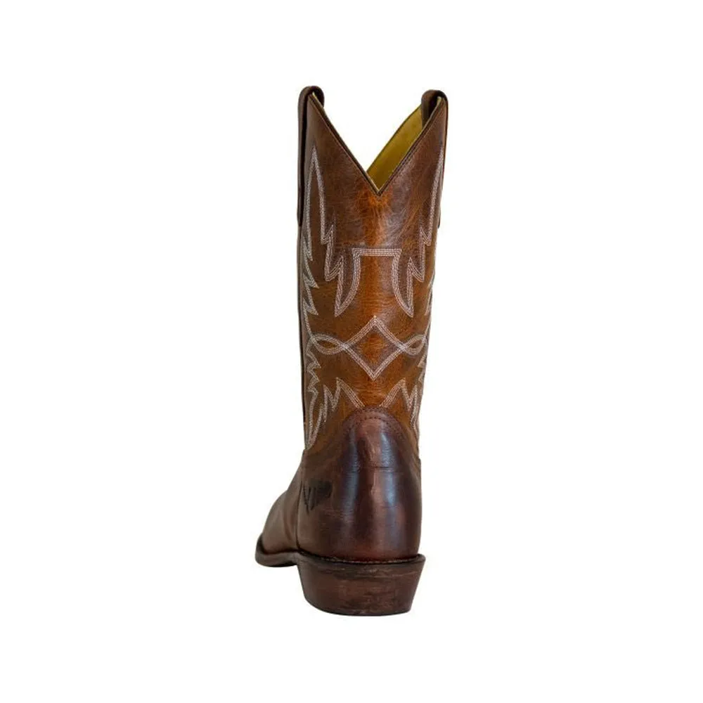 TuffRider Men’s Old Faithful Leather Embroidered Wide Square Toe Western boot
