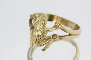 Vintage 14K Gold Figural Cute Baby Frog / Toad Sturdy Ring