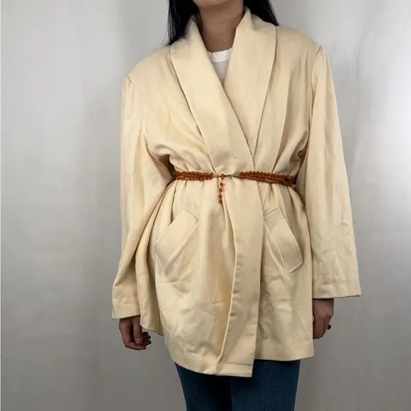 Vintage Herman Kay Cream 100% Wool Lightweight Coat