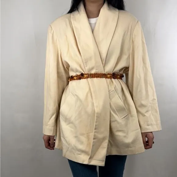 Vintage Herman Kay Cream 100% Wool Lightweight Coat