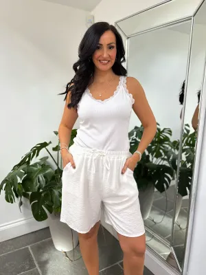 White Essential Loose Fit Shorts