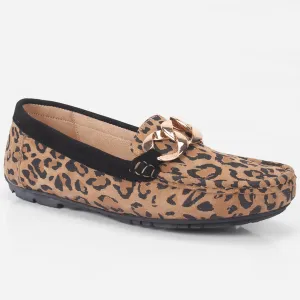 Women "TRAUSS" Leopard Slip On Moccasins