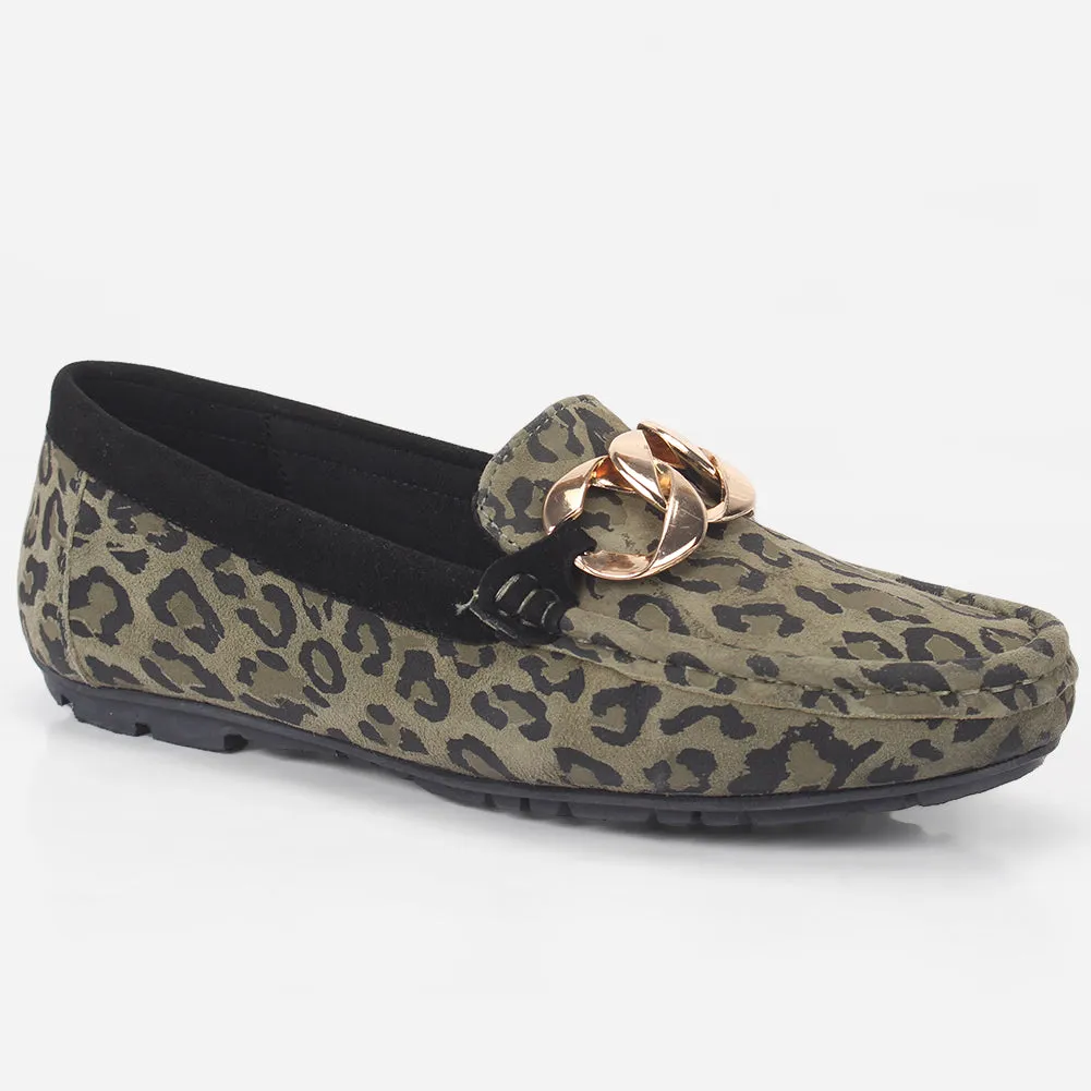 Women "TRAUSS" Leopard Slip On Moccasins