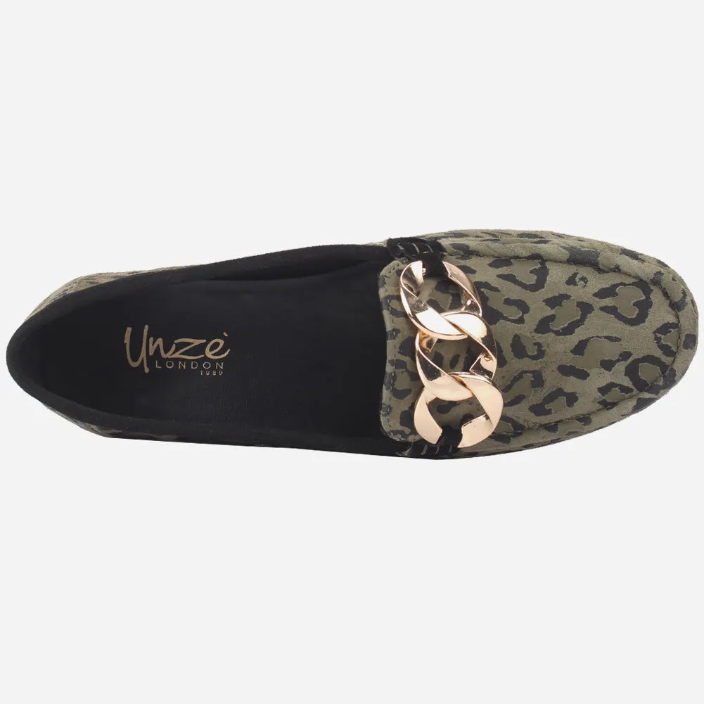 Women "TRAUSS" Leopard Slip On Moccasins