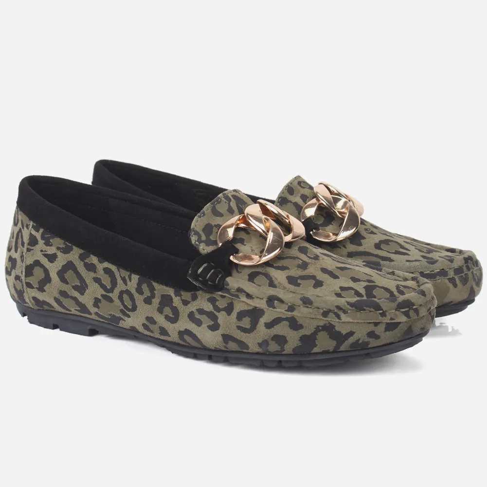Women "TRAUSS" Leopard Slip On Moccasins