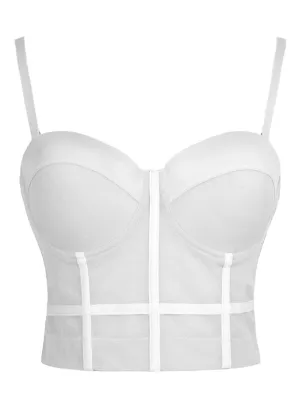 Women Spaghetti Straps Mesh Breathable Push Up Bustier Crop Top Bra