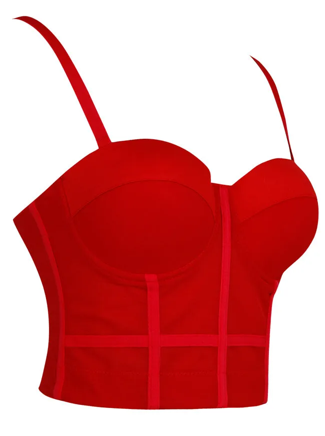 Women Spaghetti Straps Mesh Breathable Push Up Bustier Crop Top Bra