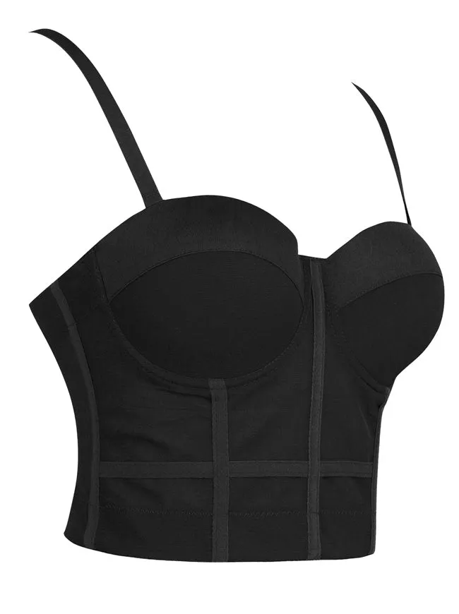 Women Spaghetti Straps Mesh Breathable Push Up Bustier Crop Top Bra