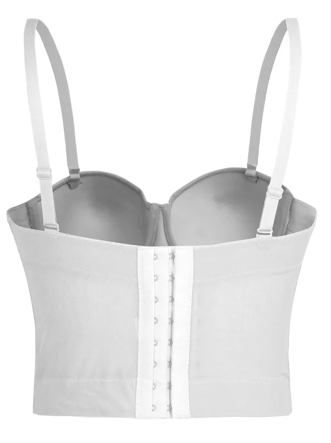 Women Spaghetti Straps Mesh Breathable Push Up Bustier Crop Top Bra