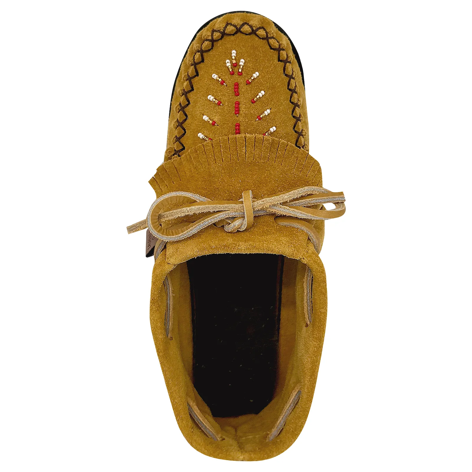 Women's Fringed Beaded Papoose Moccasin Shoes
