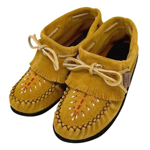Women's Fringed Beaded Papoose Moccasin Shoes