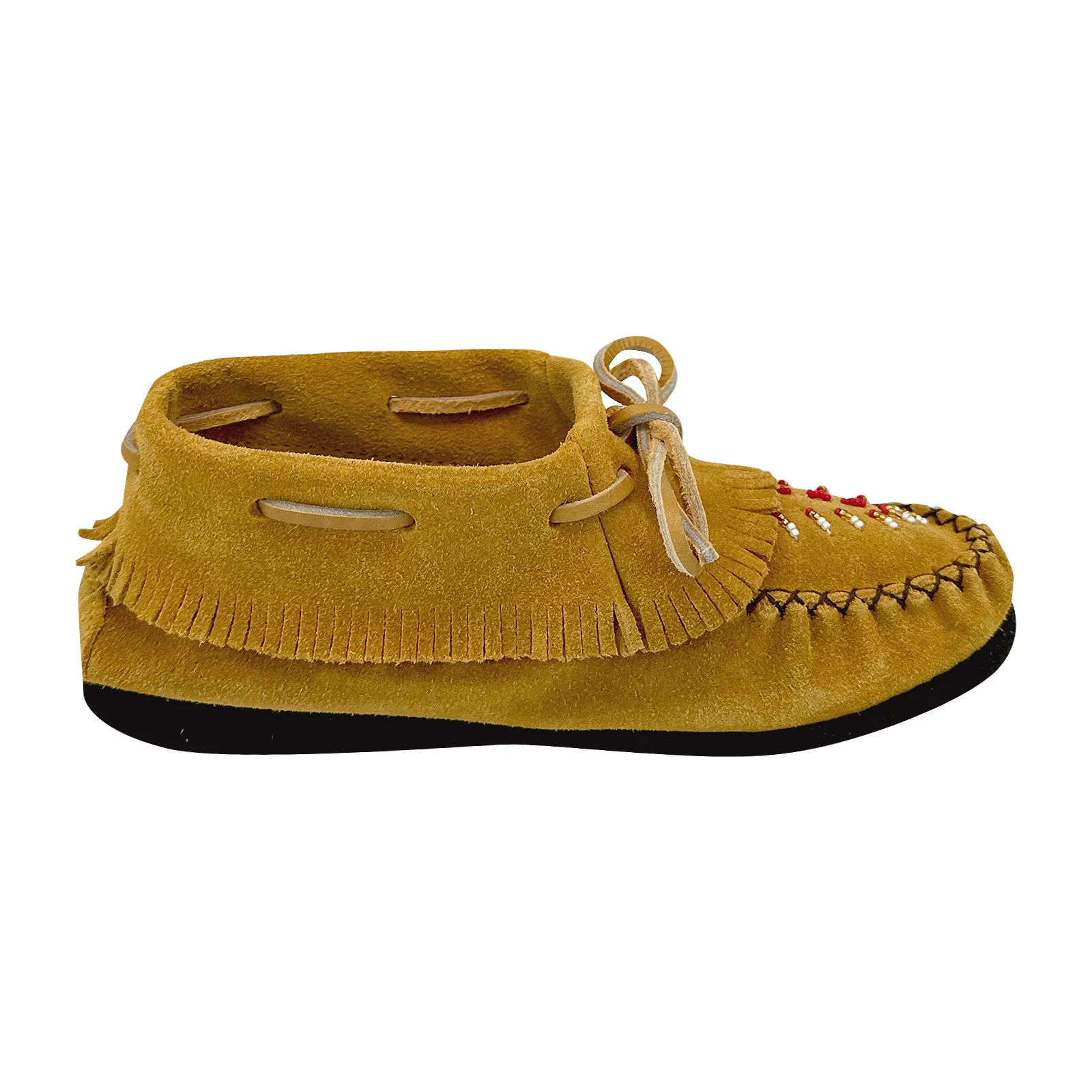 Women's Fringed Beaded Papoose Moccasin Shoes