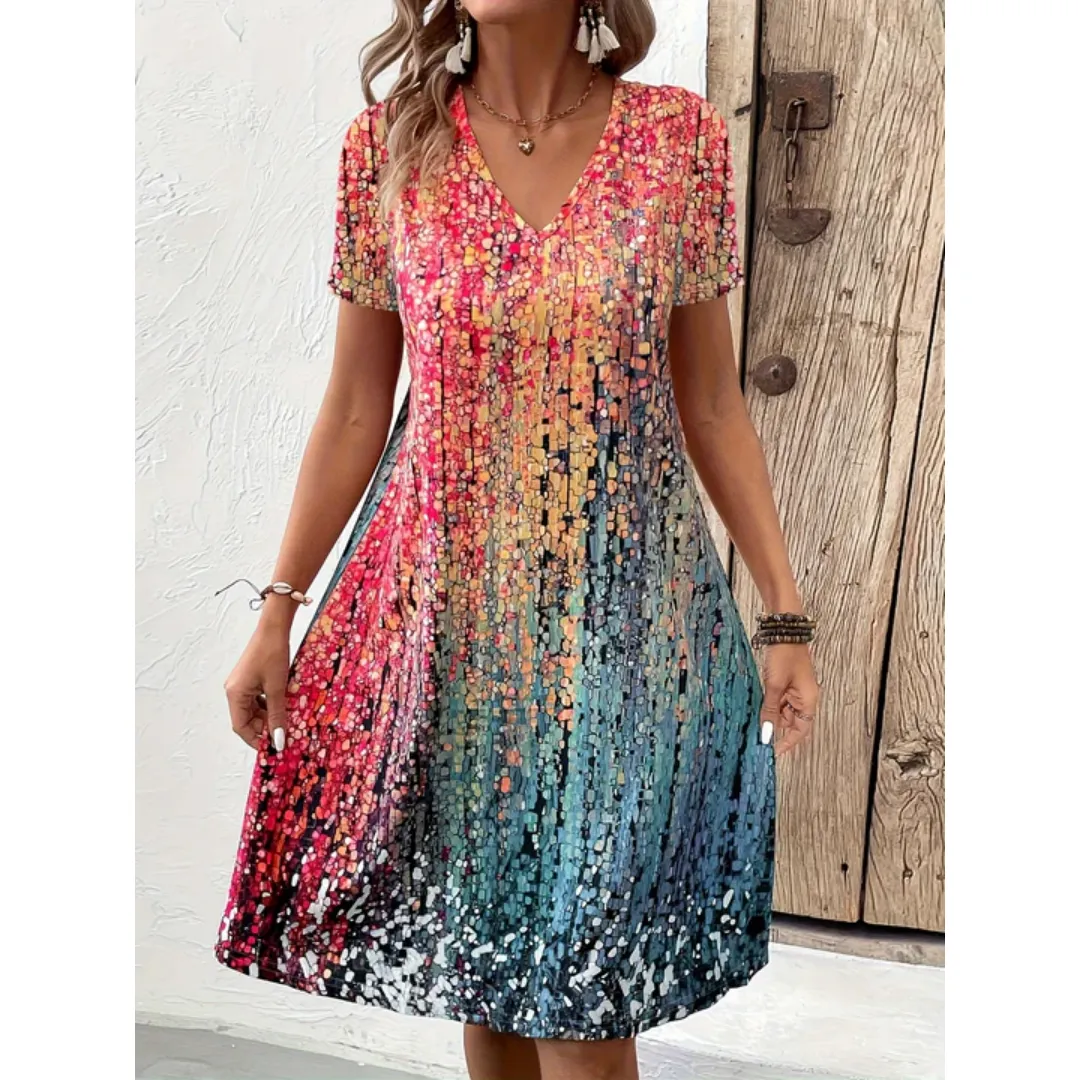 Women's Summer Casual Printed Dress | Midi