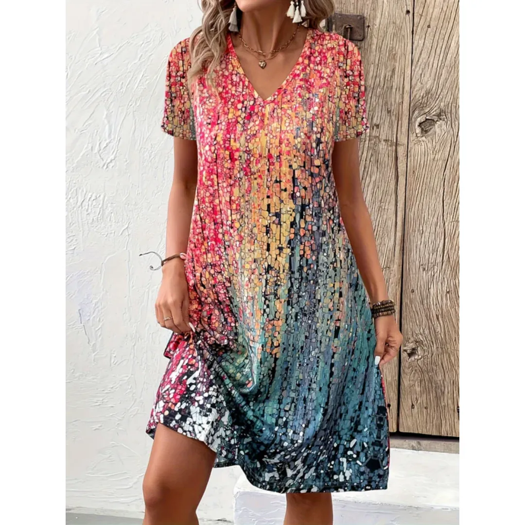 Women's Summer Casual Printed Dress | Midi