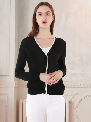 Women's V Neck Button Front Lightweight Cardigan