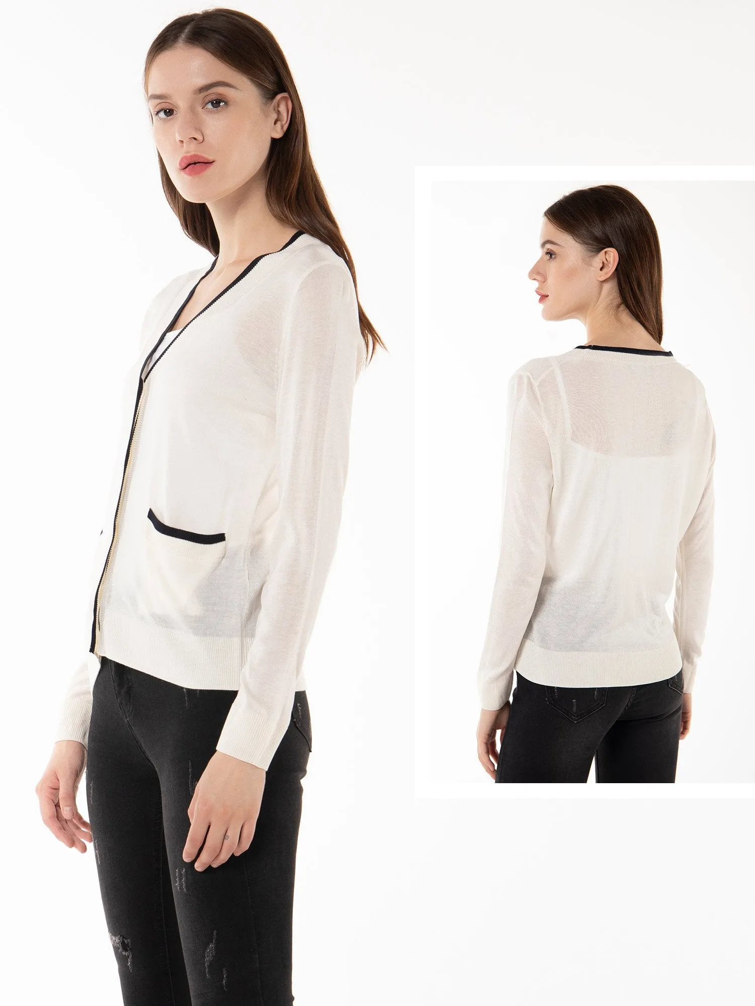 Women's V Neck Button Front Lightweight Cardigan